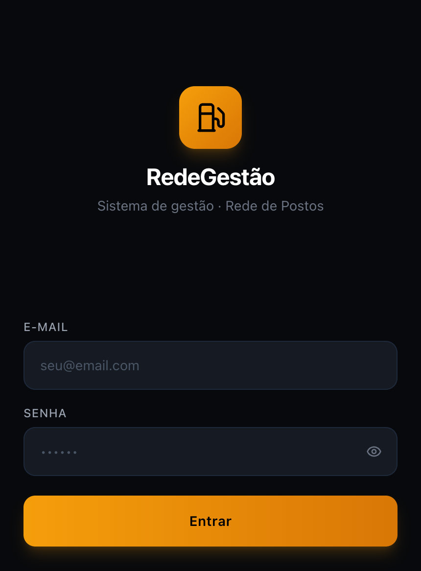 Tela de acesso do aplicativo RedeGestão